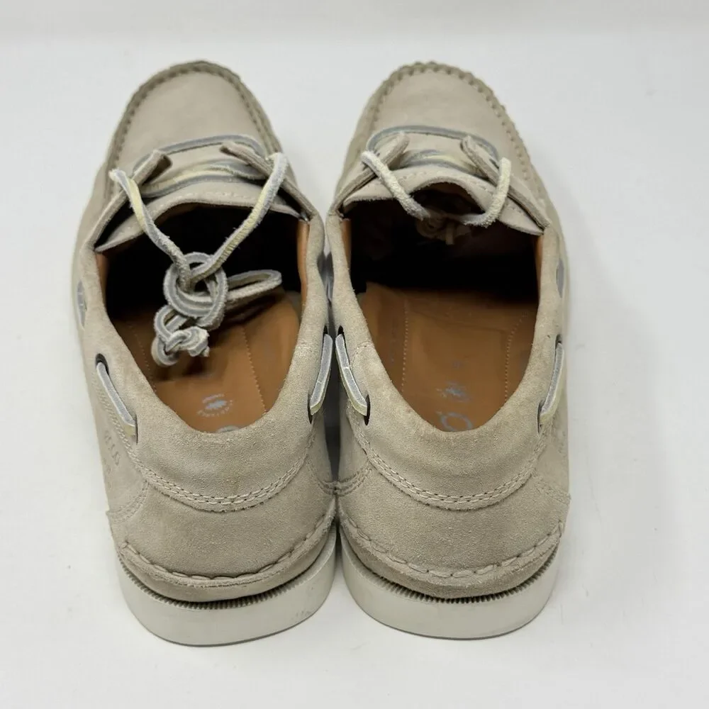 Ecco Boat Shoes Mens 12 - 12.5 EU 46 Beige Brown Suede Water Repellent Preppy